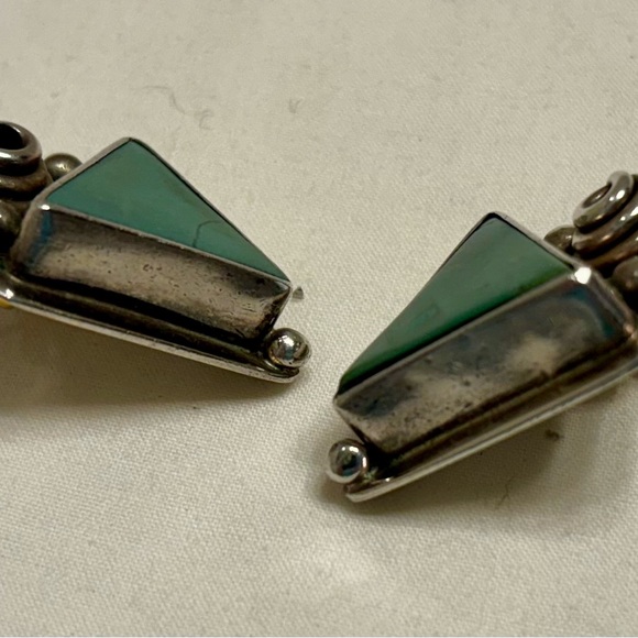 Turquoise and Sterling Silver Earrings by Echo of the Dreamer - Picture 2 of 4